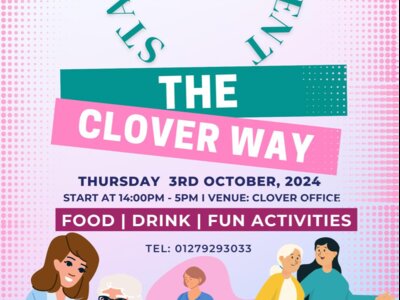 The Clover Way October 2024 - Official invitation featuring colorful care theme and wellness activities